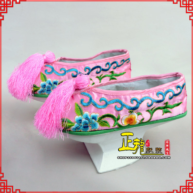 金牛京越剧戏鞋花盆底清朝皇后贵妃宫女花盆底 旗鞋