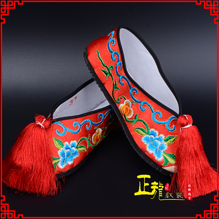 金牛京剧越剧戏曲彩鞋花旦绣花 普平底彩鞋