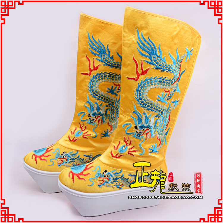 金牛皇帝龙靴变脸靴绣龙靴子厚底官靴 好龙高靴
